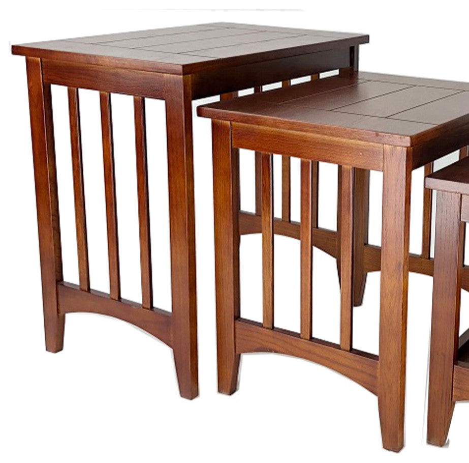 Benzara BM210134 3 Piece Nesting Table With Plank Tabletop, Oak Brown