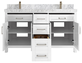 Cambridge 60 Double Bathroom Vanity in White 2" Carrara Marble