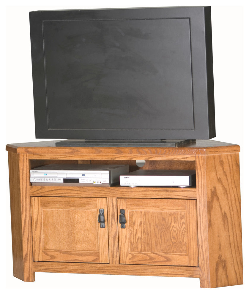 Corner 50" Mission Corner Entertainment Console, Iron Ore Oak
