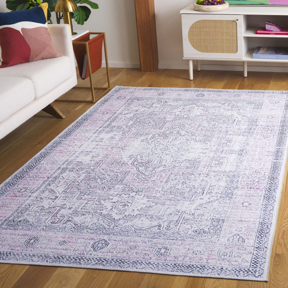 Safavieh Arizona Machine-Washable Collection ARZ223 Rug, Pink/Beige, 9'x12'