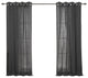 100% Linen Silver Grommet Curtain Set, Dark Grey, 52" W X 96" L