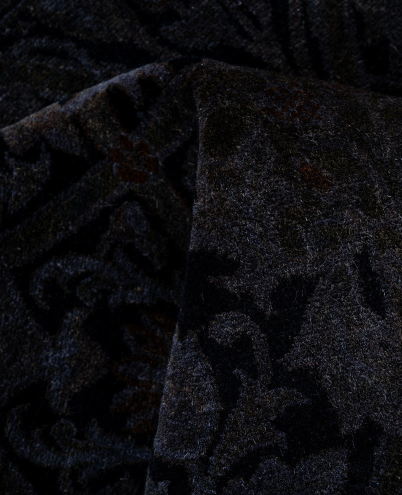 Overdyed One-of-a-Kind Hand-Knotted Area Rug Black, 6' 2" x 6' 3"