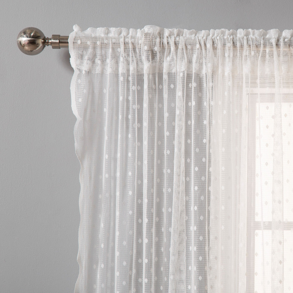 Jacquard Sheer Lace Dotted Curtain Pair