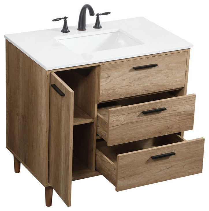 Bailey 22" Modern Natural Oak-Light Bathroom Vanity