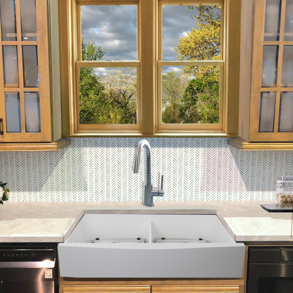 Nantucket Sinks Retrofit Glacierstone EZApron Kitchen Sink, Ns-Gseza32d