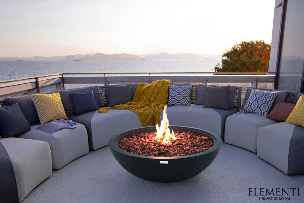 Rose Bowl Round Dark Grey Concrete 48" Propane Fire Bowl