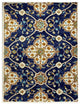 7" x 9" Blue and Gold Intricate Floral Area Rug