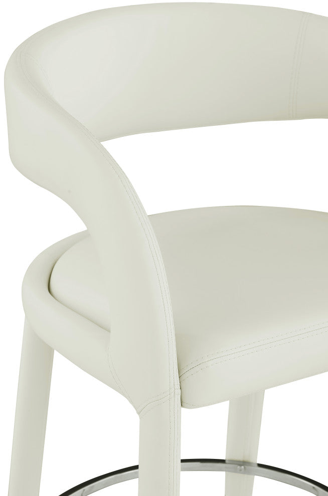 Sylvester Faux Leather Stool, Cream