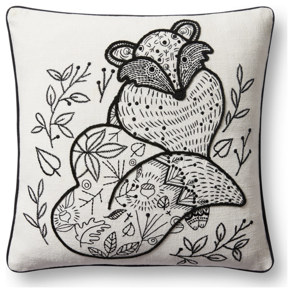 Loloi PLL0030 Black / Natural 18" x 18" Cover w/Down Pillow