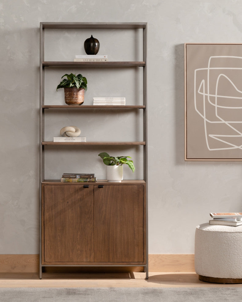 Trey Modular Wide Bookcase-Auburn Poplar