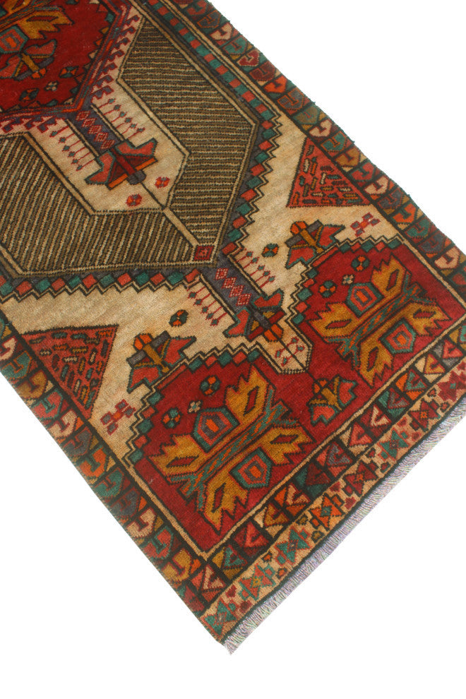 Fine Vintage Distressed Inzir Rust/Beige Runner, 2'4x13'8