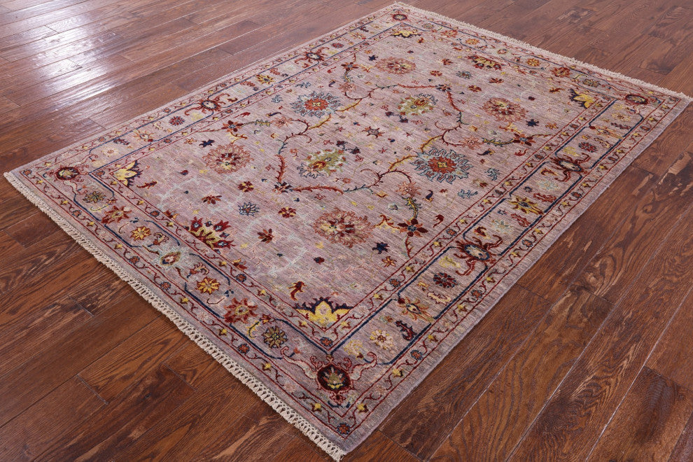 5' 0" X 6' 9" Hand Knotted Persian Tabriz Wool Rug Q8340