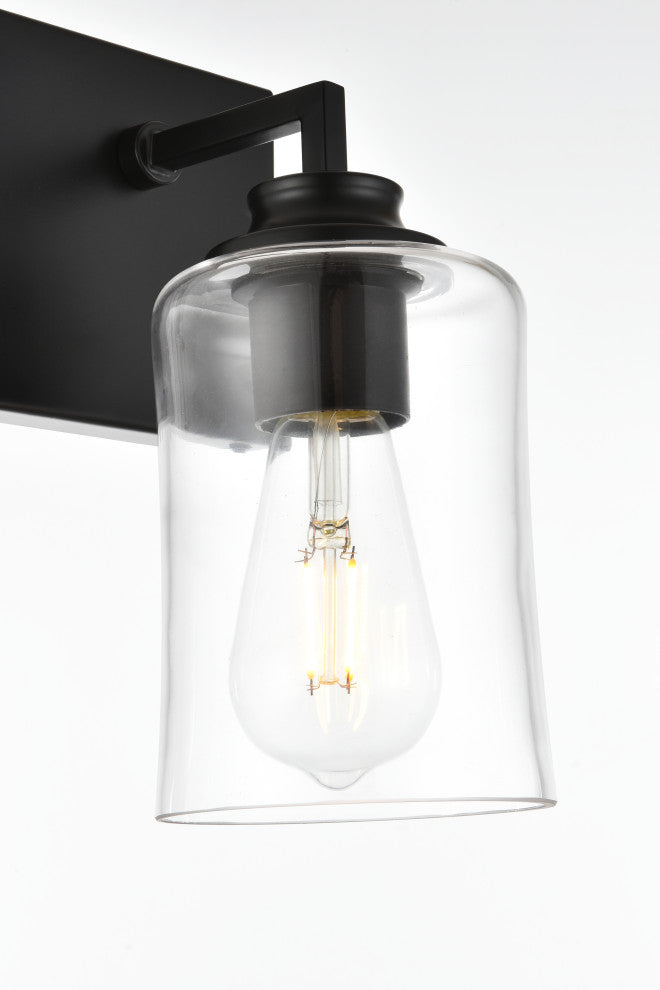 1 Light Black And Clear Bath Sconce
