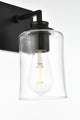 1 Light Black And Clear Bath Sconce