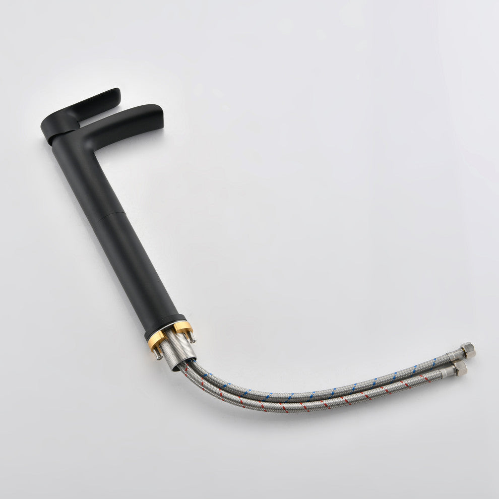 Single Hole Bathroom Faucet With Drain Assembly, Matte Black