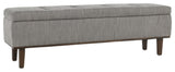 Louise Tufted Storage Bench 54", 17Hx54Wx15D, Gray
