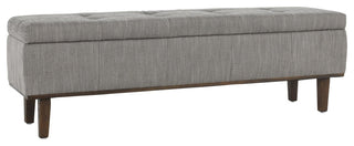 Louise Tufted Storage Bench 54", 17Hx54Wx15D, Gray