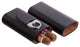 Black Leather 3 Cigar Holder, Stainless Steel Cutter