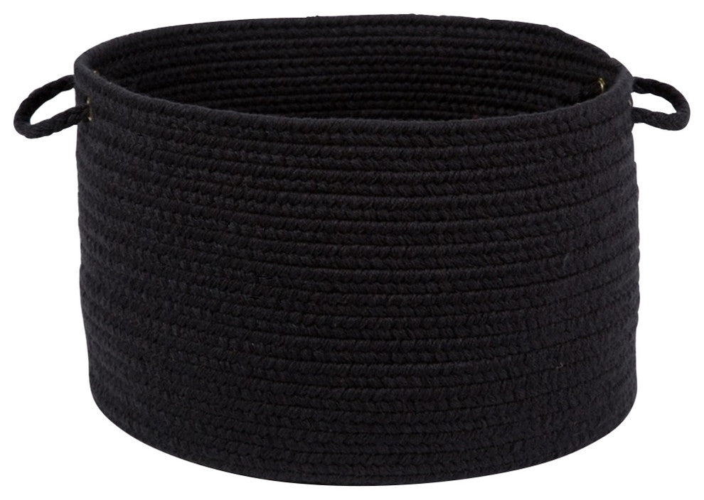Rhody Rug Wool Solid Basket, Black, 18"X12"