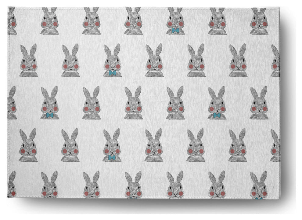 Bunny Fluffle Easter Chenille Rug, Explorer Blue, 5'x7'