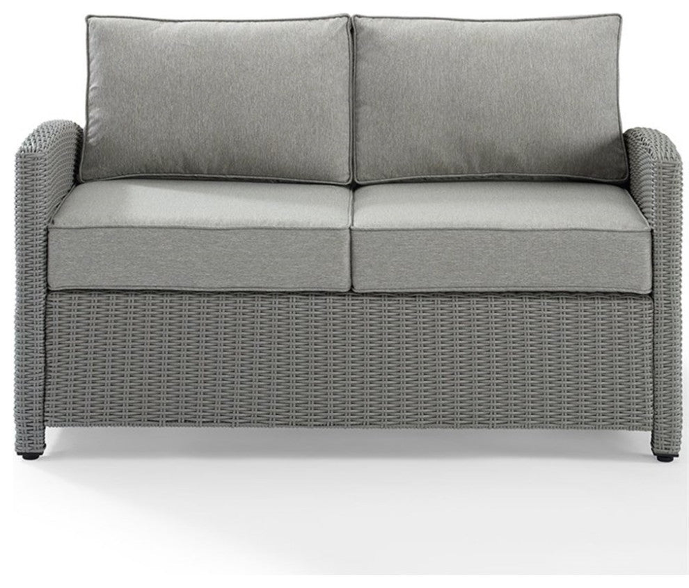 Crosley Bradenton Wicker Patio Loveseat in Gray