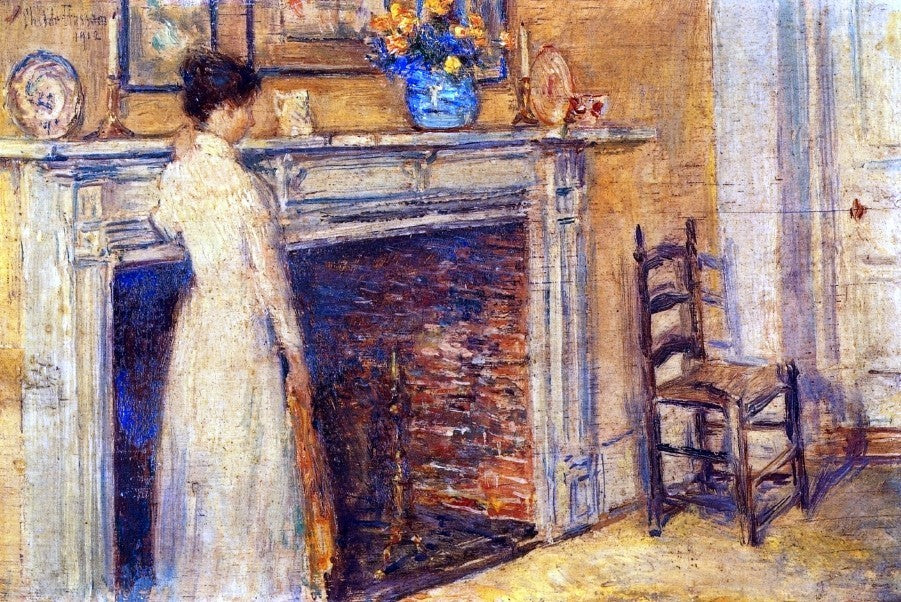 Frederick Childe Hassam A Fireplace, 18"x27" Gallery Wrapped Canvas Print