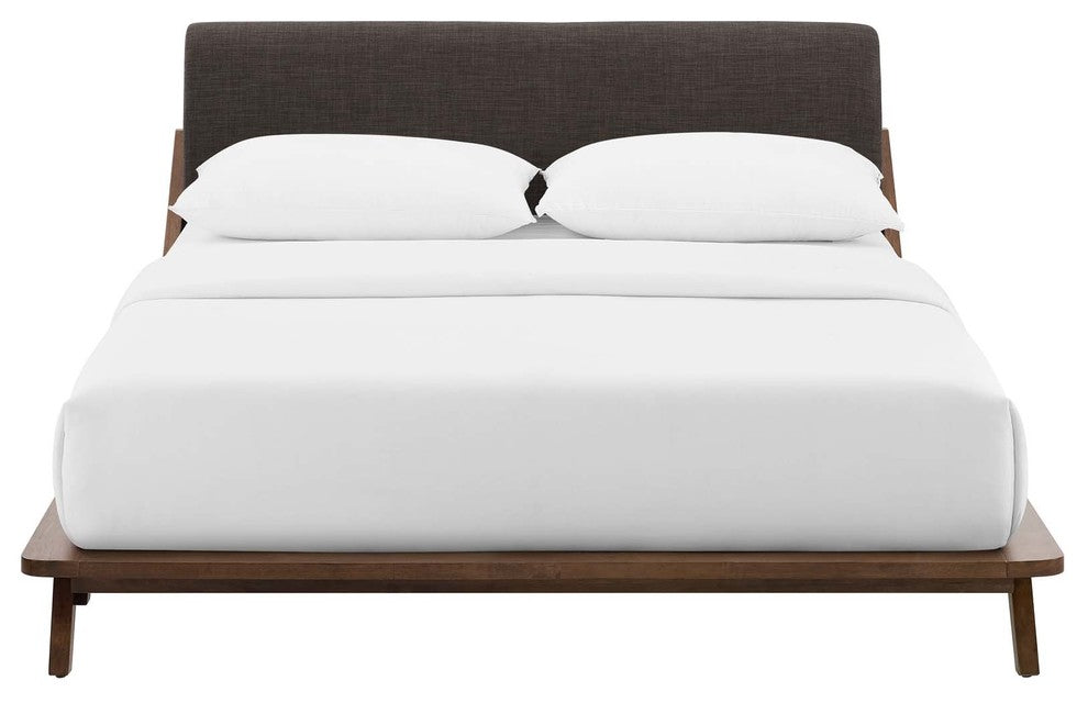 Luella Queen Upholstered Fabric Platform Bed, Cappuccino Brown