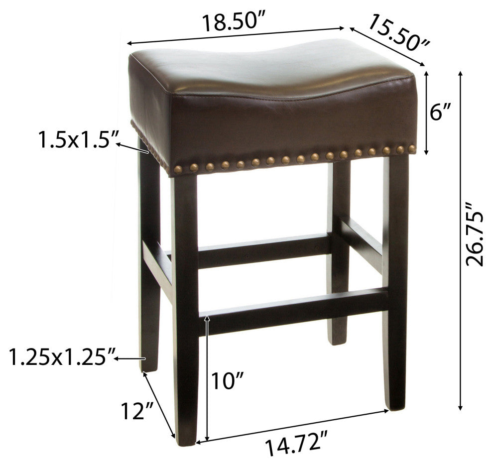 GDF Studio Chantal Backless Leather Stools, Set of 2, Brown, Counter Height