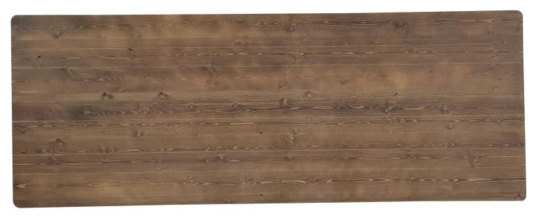 HERCULES 9' x 40" Rectangular Solid Pine Farm Table with X Legs, Antique Rustic