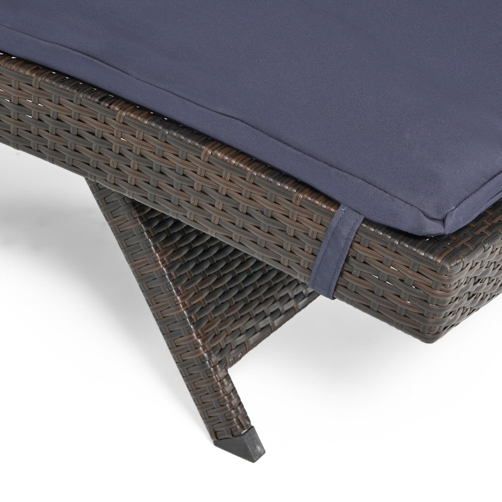 GDF Studio 3-Piece Dumont Outdoor Wicker Chaise Lounge With Cushions
