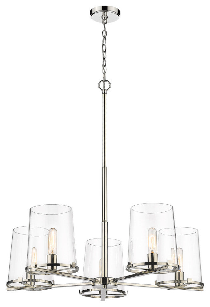 Z-LITE 3032-5PN 5 Light Chandelier, Polished Nickel