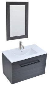 Bath Vanity in Black with White Ceramic Top With Ceramic Basin and Mirror