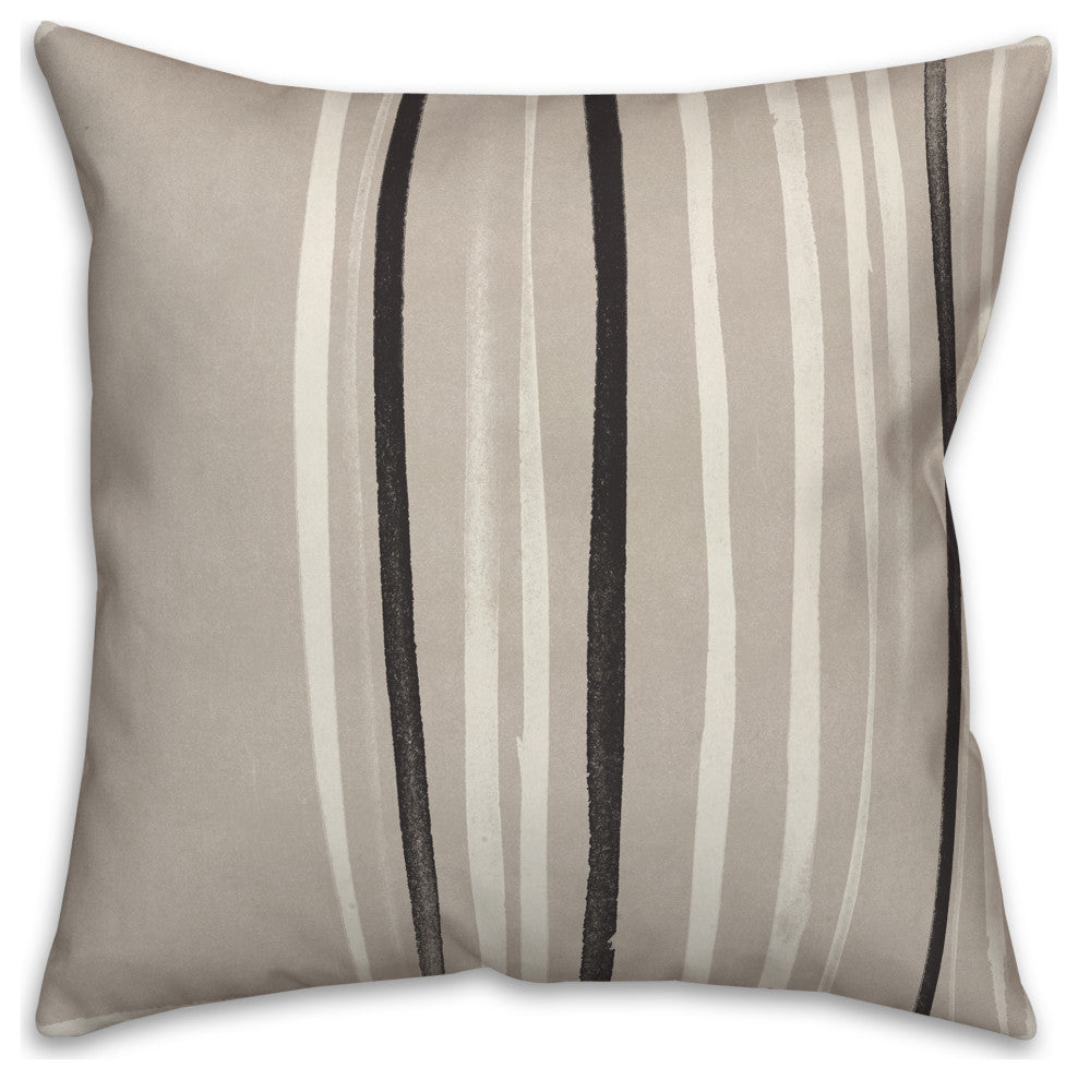Gray Thin Stripes 18x18 Indoor/Outdoor Pillow