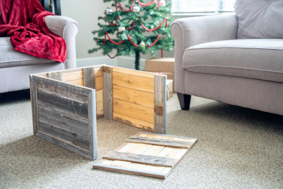 HomeRoots 28" Square Natural Weathered Gray Christmas Tree Collar
