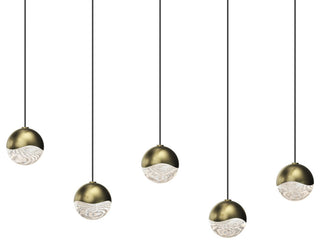 Sonneman 2921-SML Grapes 5 Light 37"W LED Suspension Linear - Brass