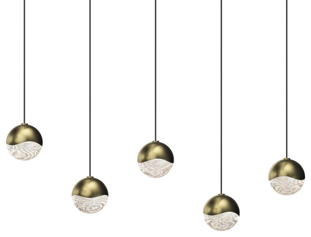 Sonneman 2921-SML Grapes 5 Light 37"W LED Suspension Linear - Brass