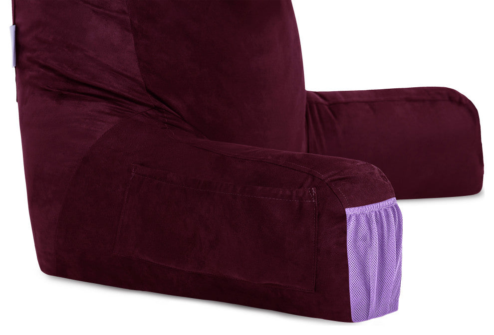 Medium Husband Pillow Mauve Purple Removable Neck Roll, Reversible Cover