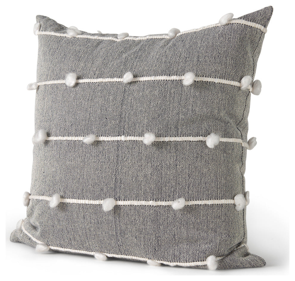 Linda 20x20 Navy And Cream With White Detail Decorative Pillow Cover