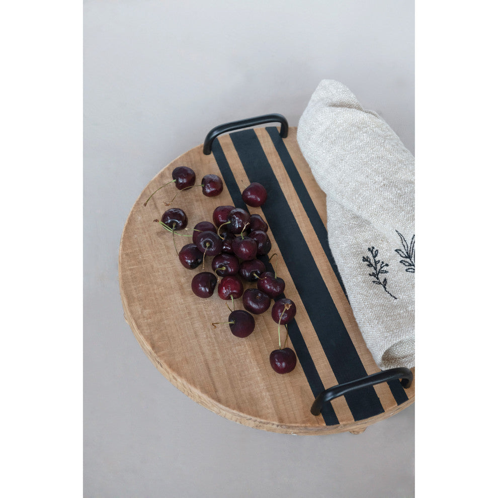Linen and Cotton Slub Embroidered Tea Towel, Set of 3