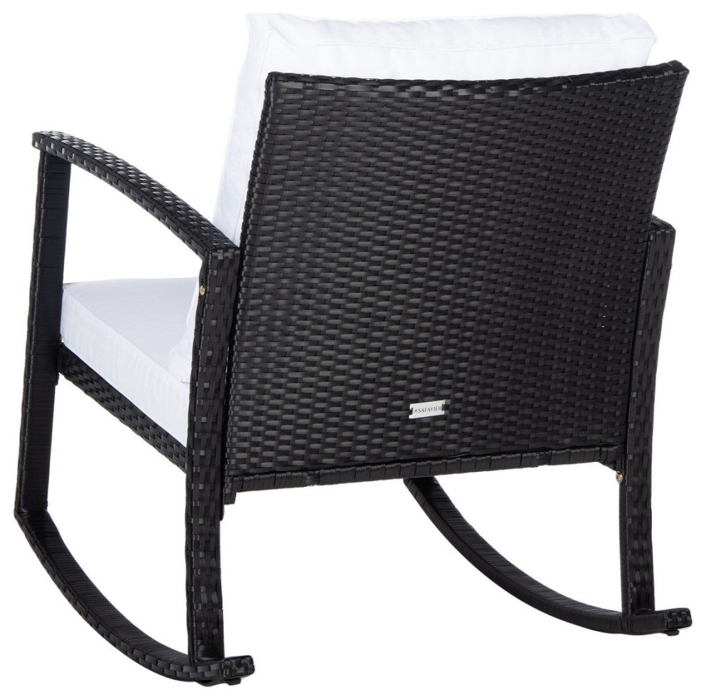 Safavieh Outdoor Daire Rocking Chair Black/White Cushion
