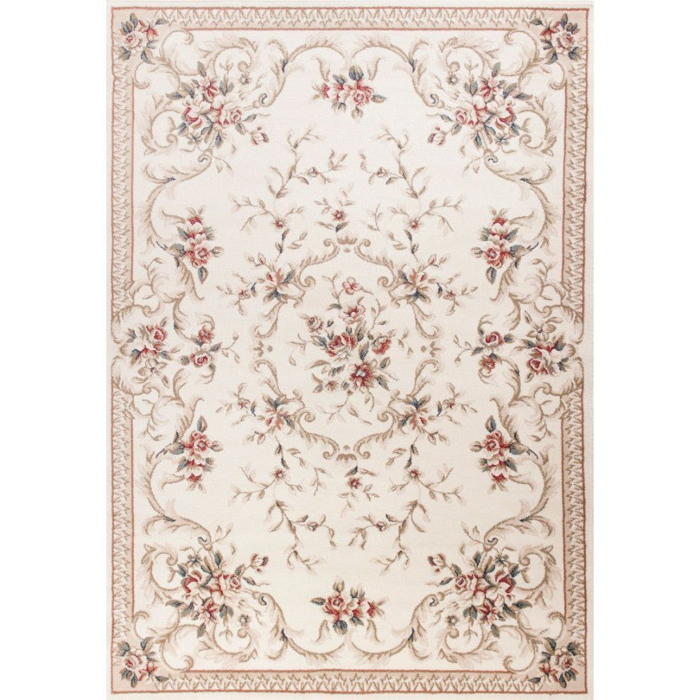 KAS Avalon 5606 Ivory Aubusson Area Rug, 5'3" x 7'7"