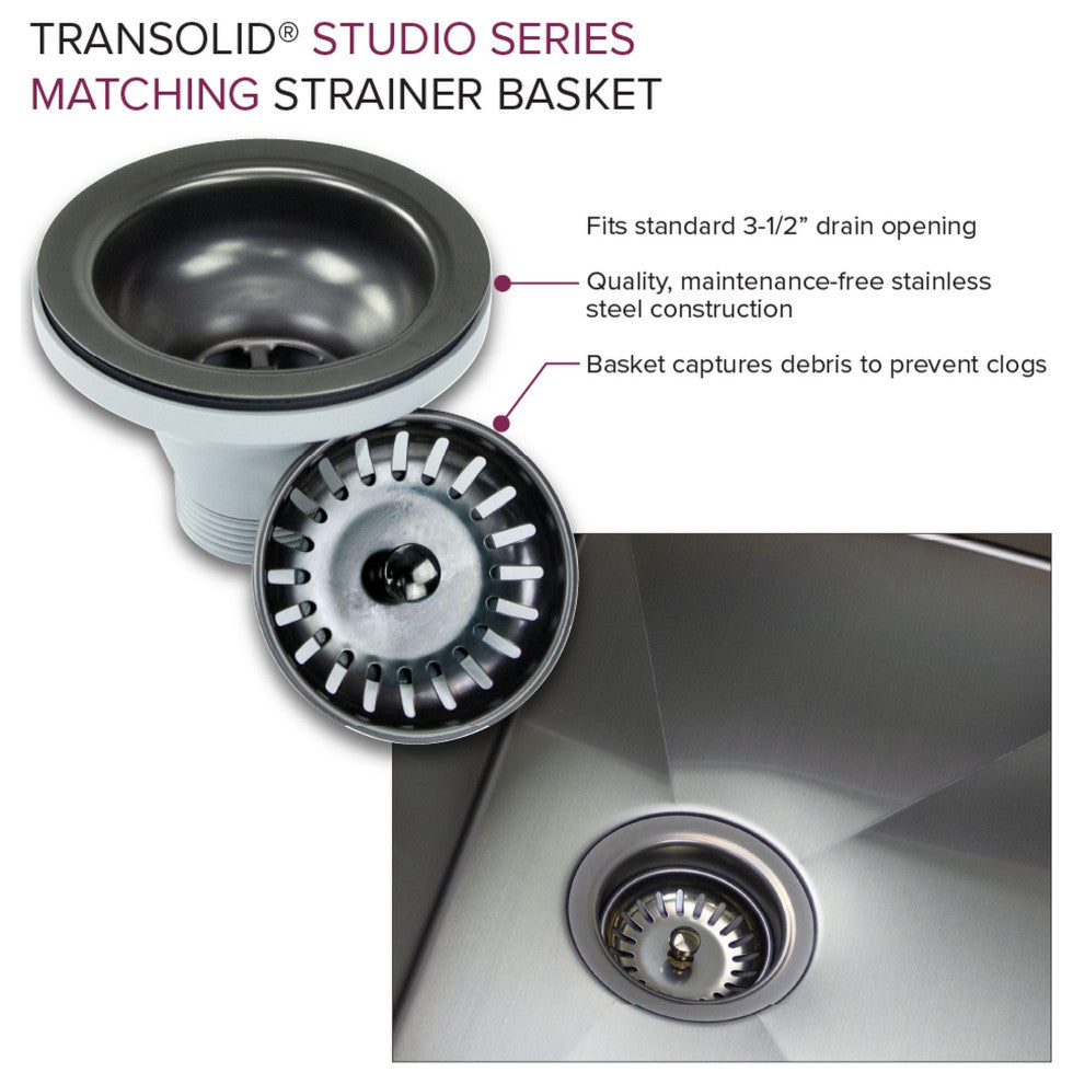 Transolid 14 Gauge Super Single Bowl Undermount Stainless Steel Kitchen Sink, Pvd Gun Metal