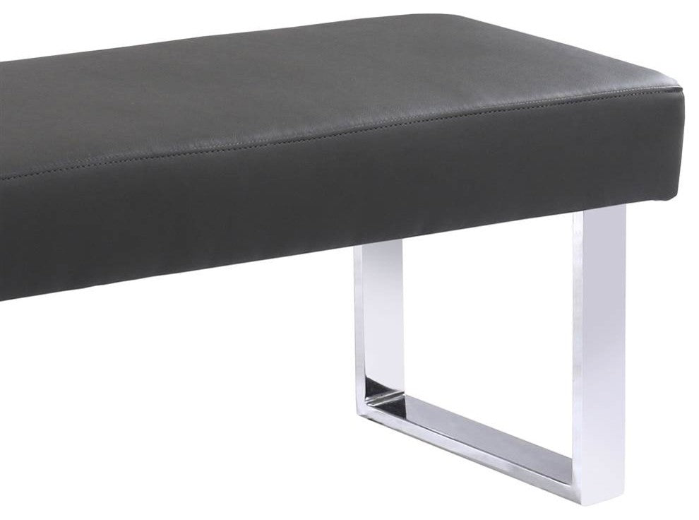 Amanda Contemporary Chrome Dining Bench, Gray