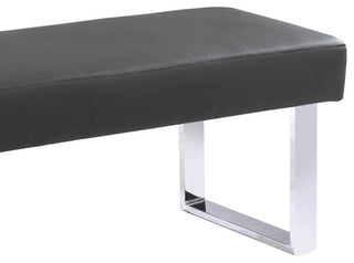 Amanda Contemporary Chrome Dining Bench, Gray