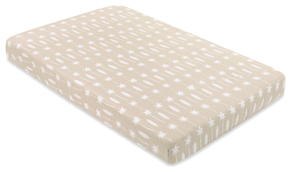 Mini Crib Sheet, GOTS Certified Organic Muslin Cotton, Beach Bum