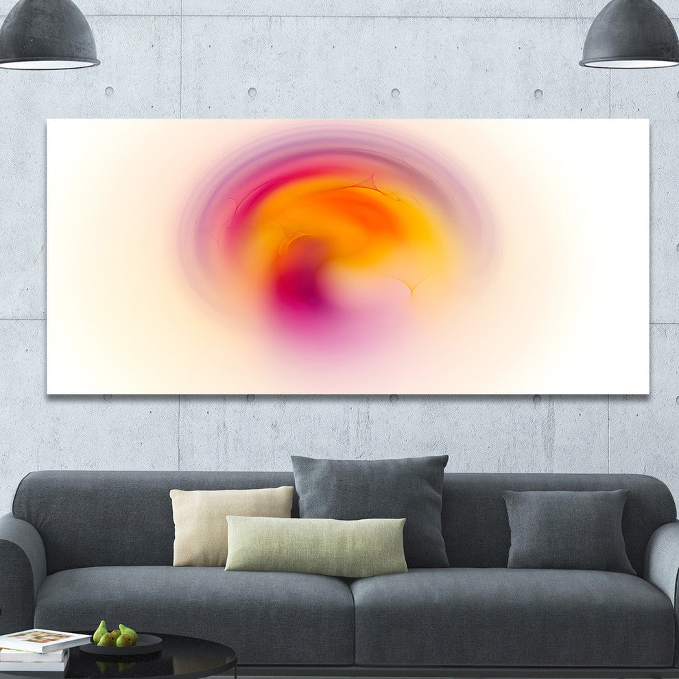 Pink Yellow Luminous Misty Sphere, Oversized Abstract Canvas Art Print, 60x28