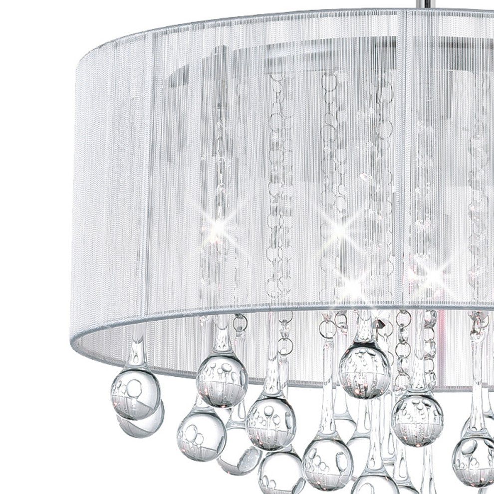 Water Drop 6 Light Drum Shade Chandelier With Chrome Finish