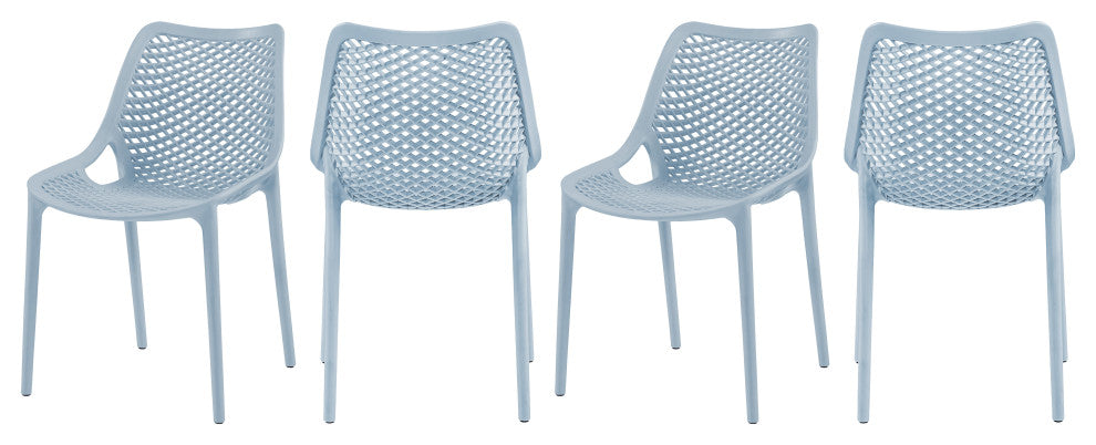 Mykonos Outdoor Patio Dining Chair (Set of 4), Sky Blue, Armless
