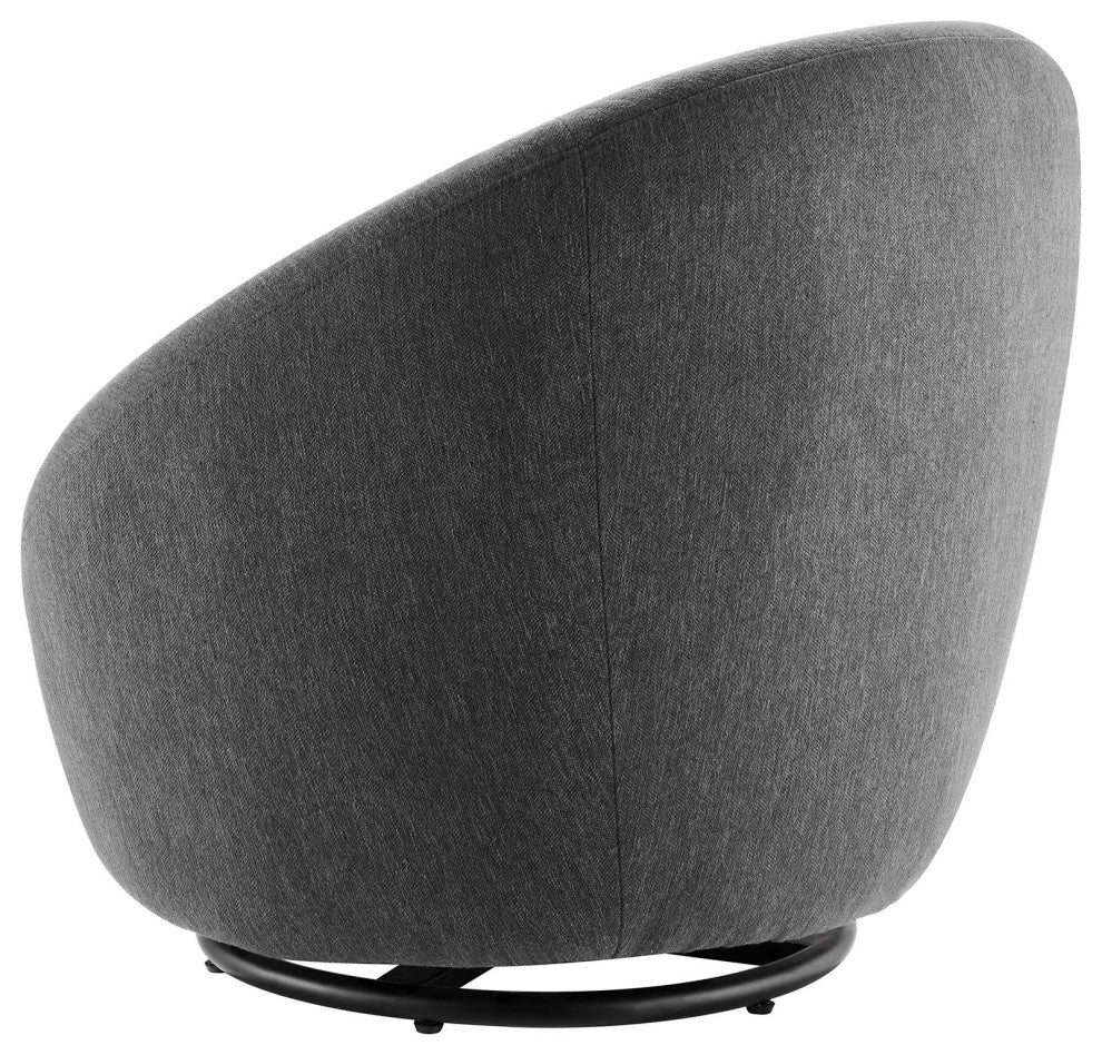 Armchair Swivel Accent Chair, Black Gray, Fabric, Modern, Cafe Hospitality
