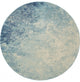 8' Ivory And Blue Round Abstract Power Loom Area Rug